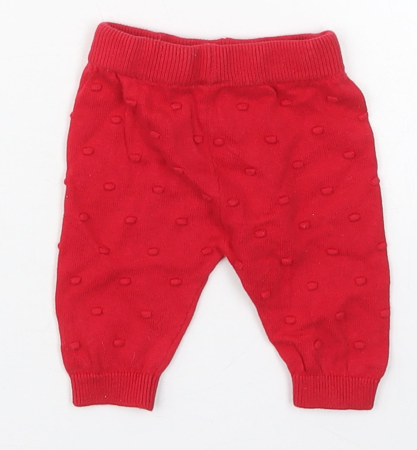 Dunnes Girls Red  Cotton Capri Trousers Size Newborn
