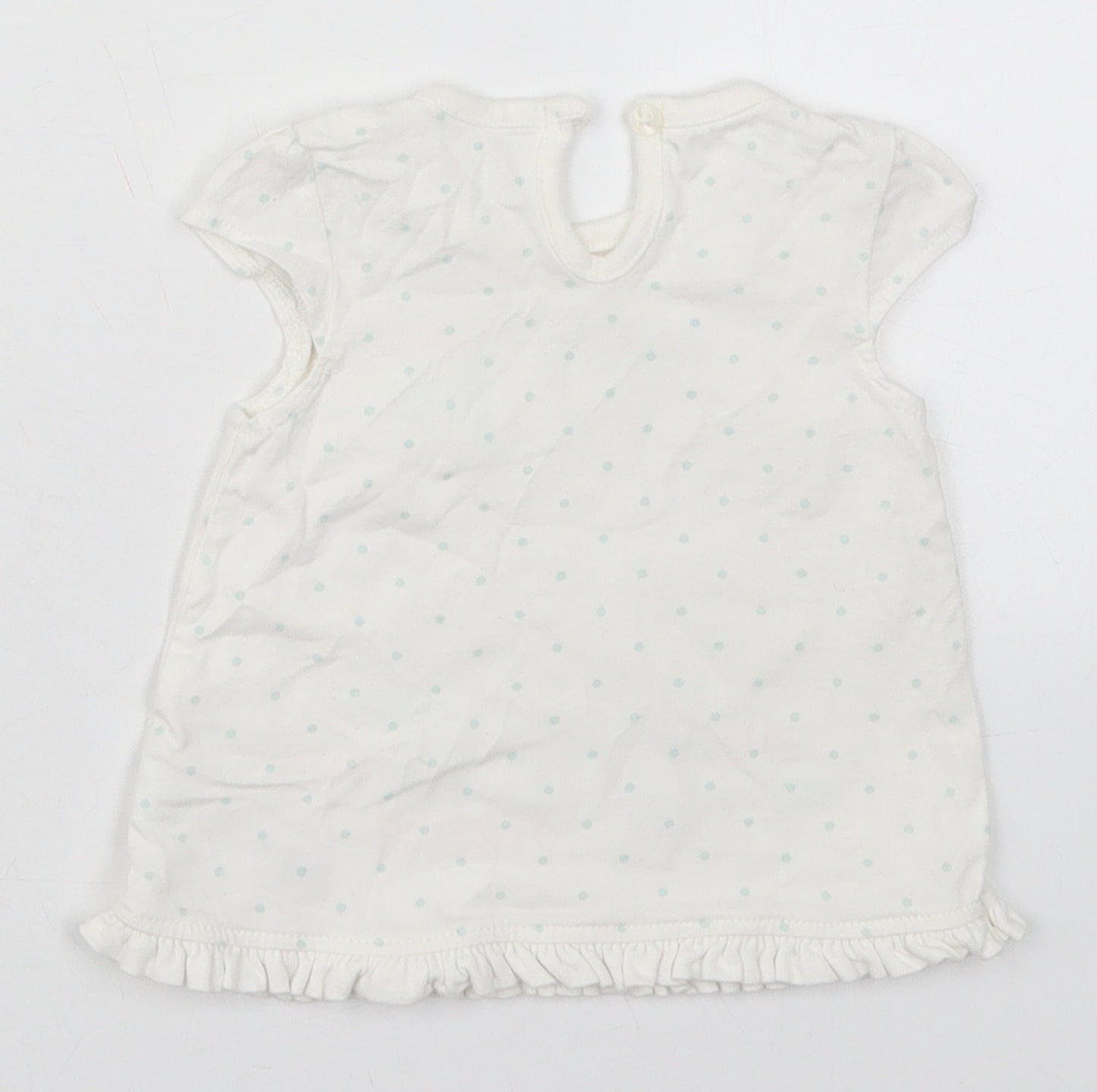 George Girls White Polka Dot Cotton Basic T-Shirt Size 0-3 Months Round Neck Pullover - Nemo