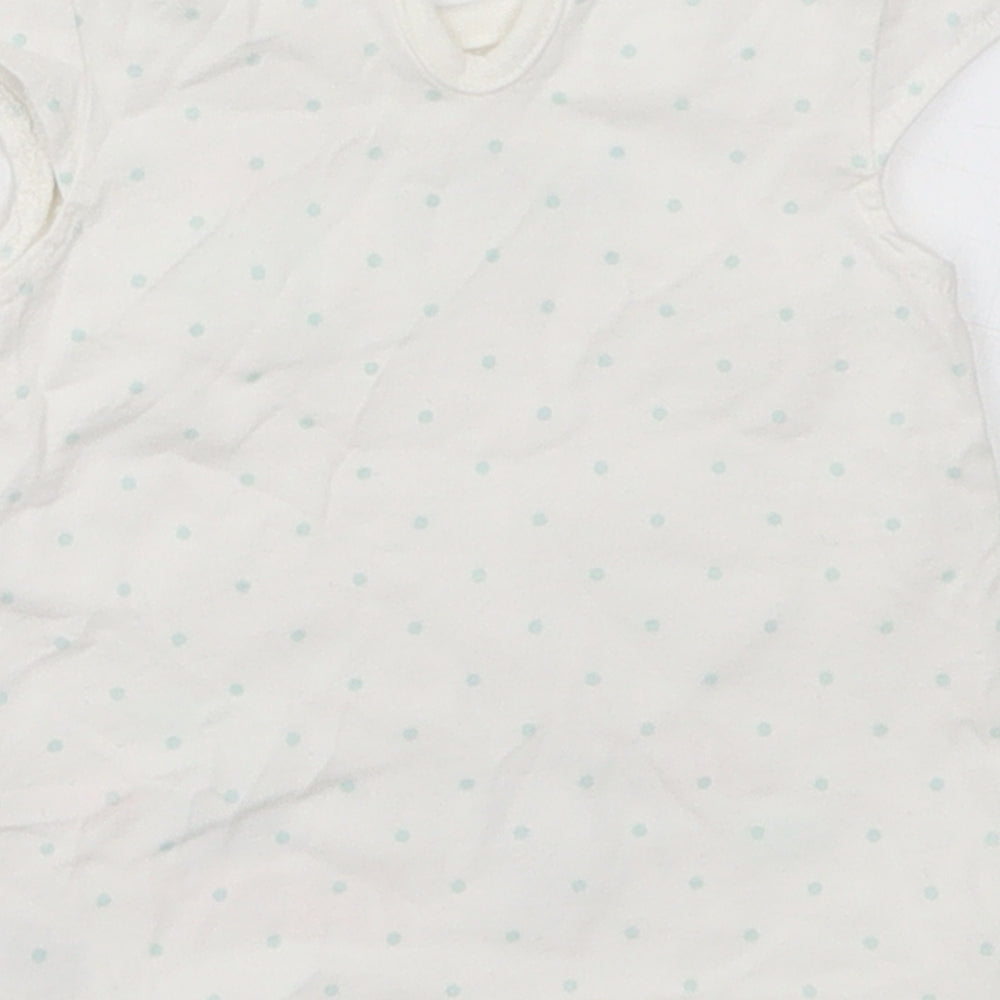 George Girls White Polka Dot Cotton Basic T-Shirt Size 0-3 Months Round Neck Pullover - Nemo