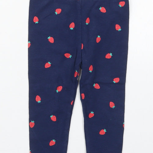 Carters Girls Blue  Cotton Capri Leggings Size 9 Months   - Strawberries