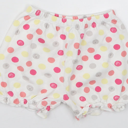 Disney Girls White Polka Dot Cotton Cropped Trousers Size 9-12 Months   - Winnie the Pooh Shorts