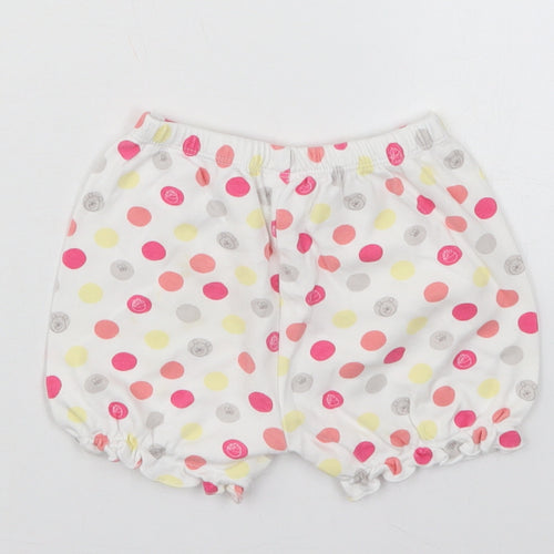 Disney Girls White Polka Dot Cotton Cropped Trousers Size 9-12 Months   - Winnie the Pooh Shorts