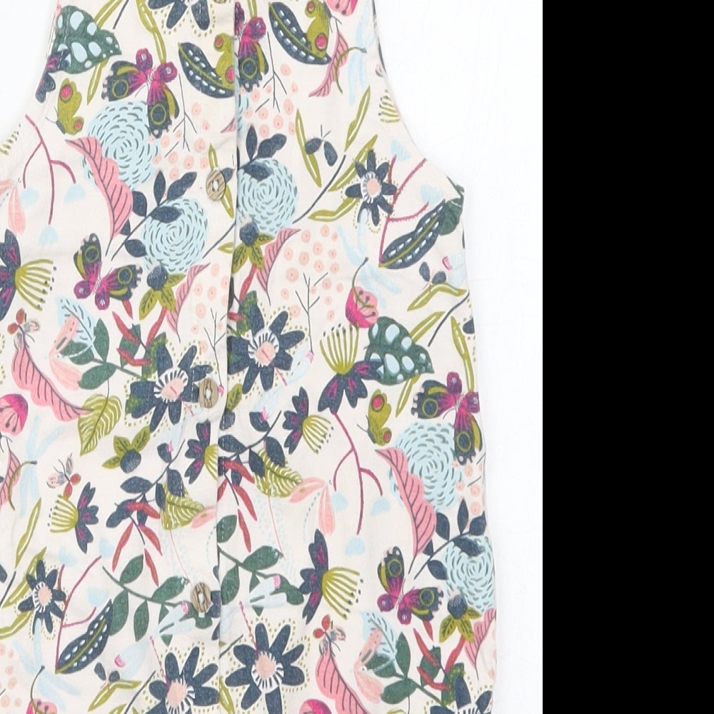 mamas & papas Girls Pink Floral Cotton Jumpsuit Outfit/Set Size 12-18 Months  Button