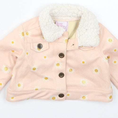 Just Lizzy Girls Pink Floral  Jacket  Size 6-9 Months   Button
