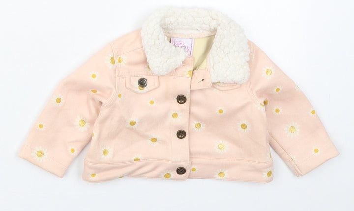 Just Lizzy Girls Pink Floral Jacket Size 6-9 Months Button