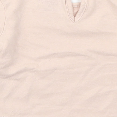 Just Lizzy Girls Pink  Cotton Basic T-Shirt Size 6-9 Months Round Neck Pullover - Happy