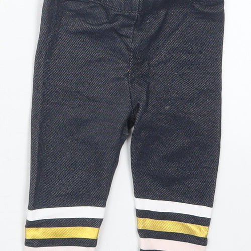 Just Lizzy Girls Blue Striped Cotton Capri Leggings Size 9 Months