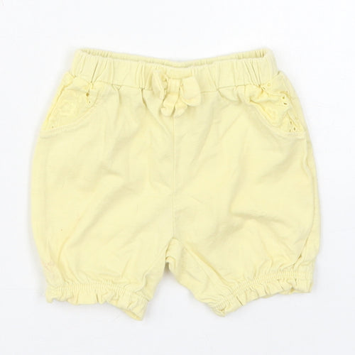 Matalan Girls Yellow  Cotton Cropped Trousers Size 0-3 Months