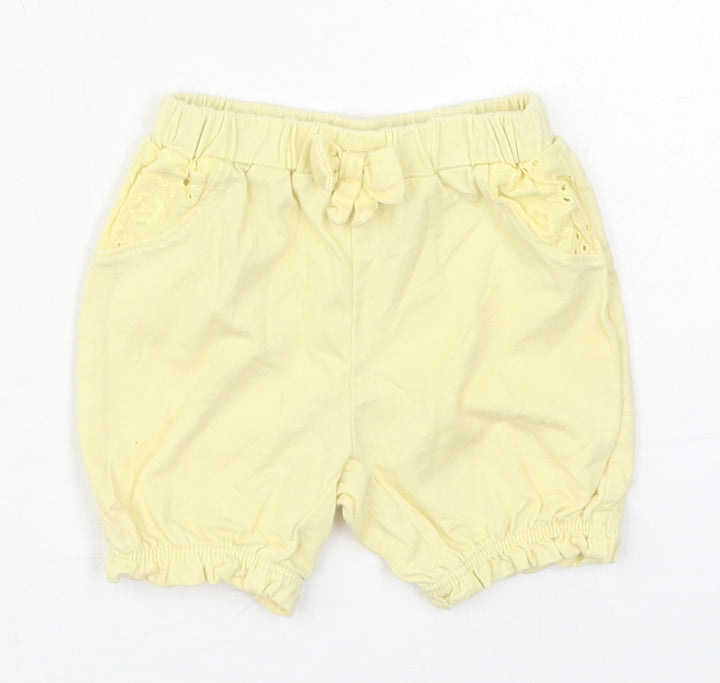 Matalan Girls Yellow Cotton Cropped Trousers Size 0-3 Months