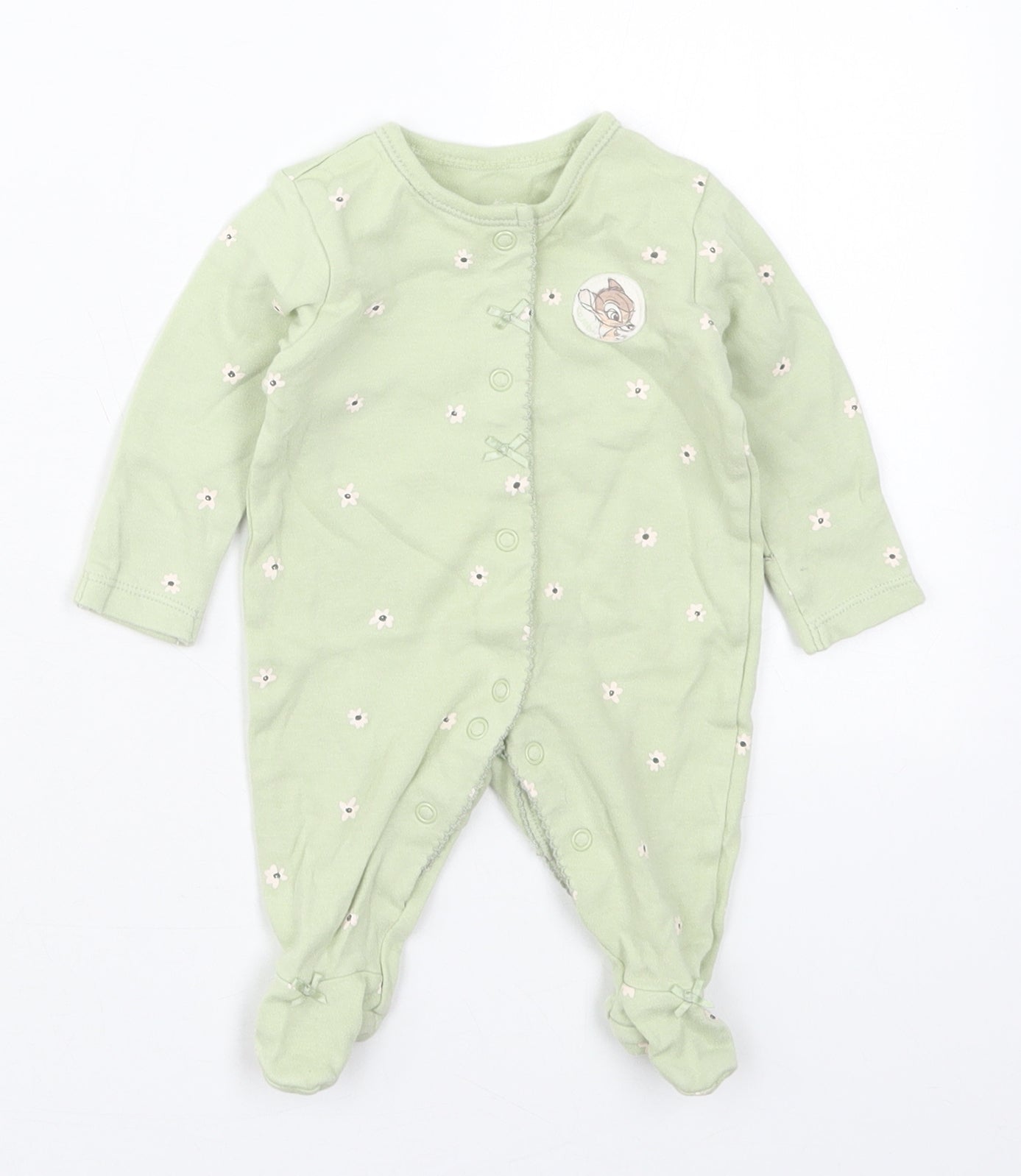 George Girls Green Floral Cotton Cami One Piece Size Newborn  Button - Bambi