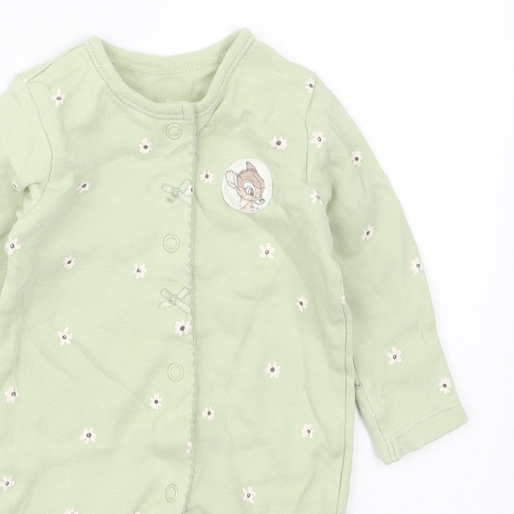 George Girls Green Floral Cotton Cami One Piece Size Newborn  Button - Bambi