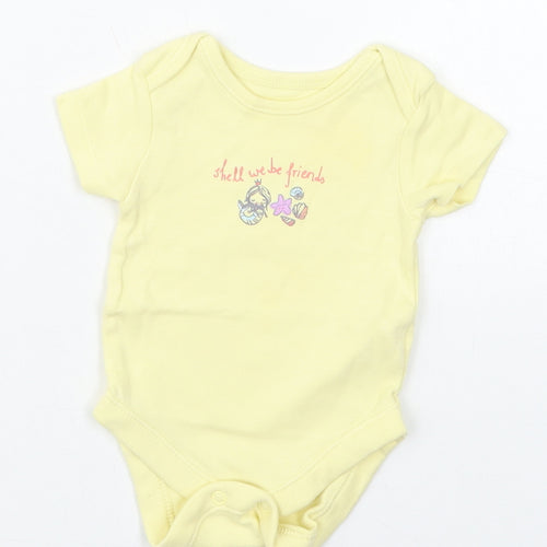 George Girls Yellow  Cotton Babygrow One-Piece Size Newborn  Button - Shell We Be Friends Mermaid