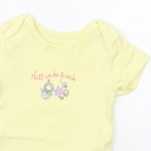 George Girls Yellow  Cotton Babygrow One-Piece Size Newborn  Button - Shell We Be Friends Mermaid