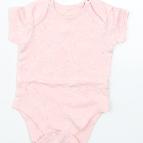 George Girls Pink Geometric Cotton Babygrow One-Piece Size Newborn  Button - White and Grey Stars