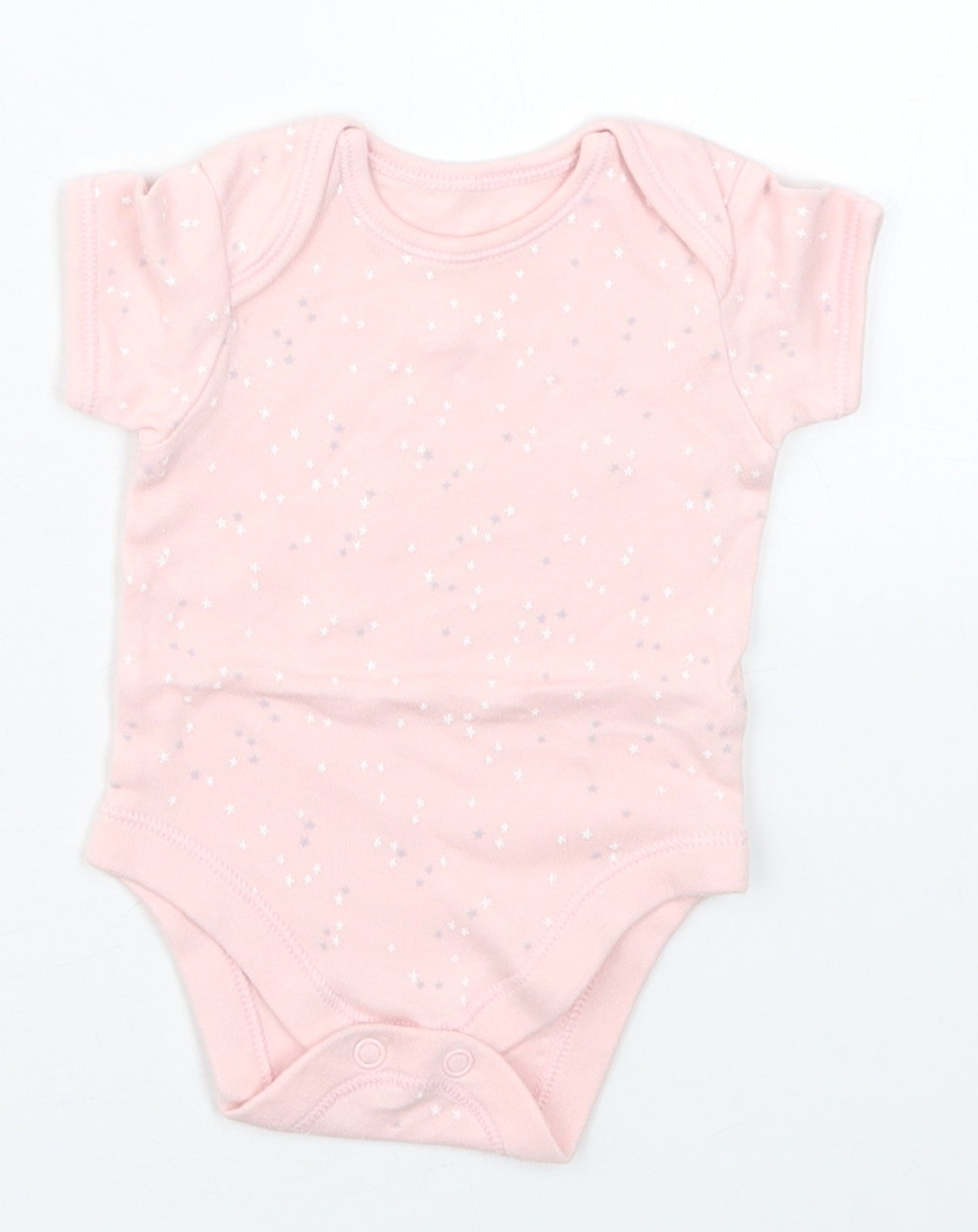 George Girls Pink Geometric Cotton Babygrow One-Piece Size Newborn  Button - White and Grey Stars