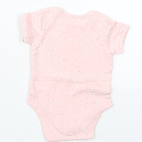 George Girls Pink Geometric Cotton Babygrow One-Piece Size Newborn  Button - White and Grey Stars