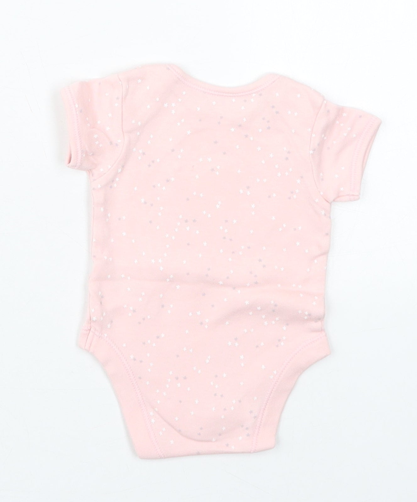 George Girls Pink Geometric Cotton Babygrow One-Piece Size Newborn  Button - White and Grey Stars