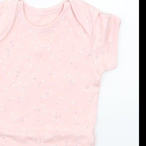 George Girls Pink Geometric Cotton Babygrow One-Piece Size Newborn  Button - White and Grey Stars