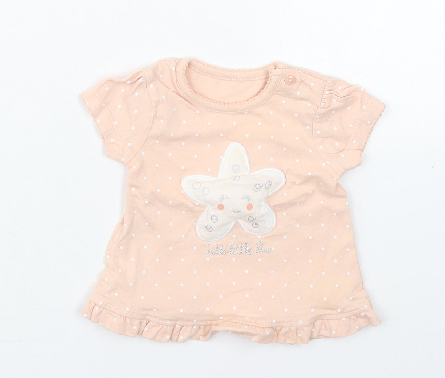 George Girls Pink Polka Dot Cotton Basic T-Shirt Size Newborn Crew Neck Pullover - Hello Little Star