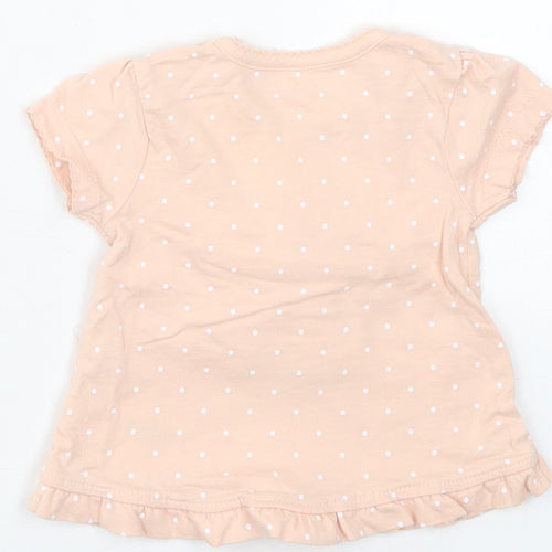 George Girls Pink Polka Dot Cotton Basic T-Shirt Size Newborn Crew Neck Pullover - Hello Little Star