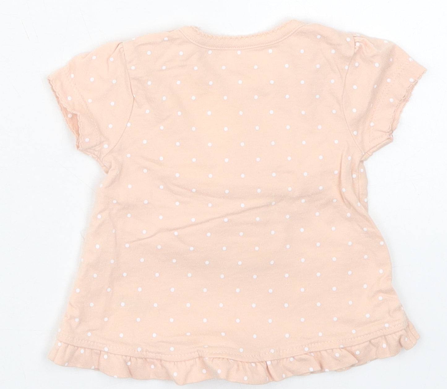 George Girls Pink Polka Dot Cotton Basic T-Shirt Size Newborn Crew Neck Pullover - Hello Little Star