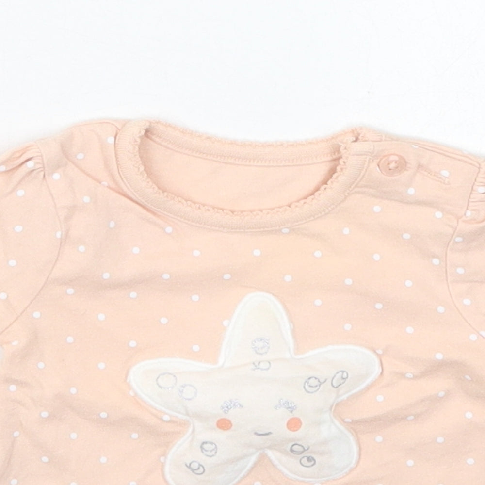 George Girls Pink Polka Dot Cotton Basic T-Shirt Size Newborn Crew Neck Pullover - Hello Little Star