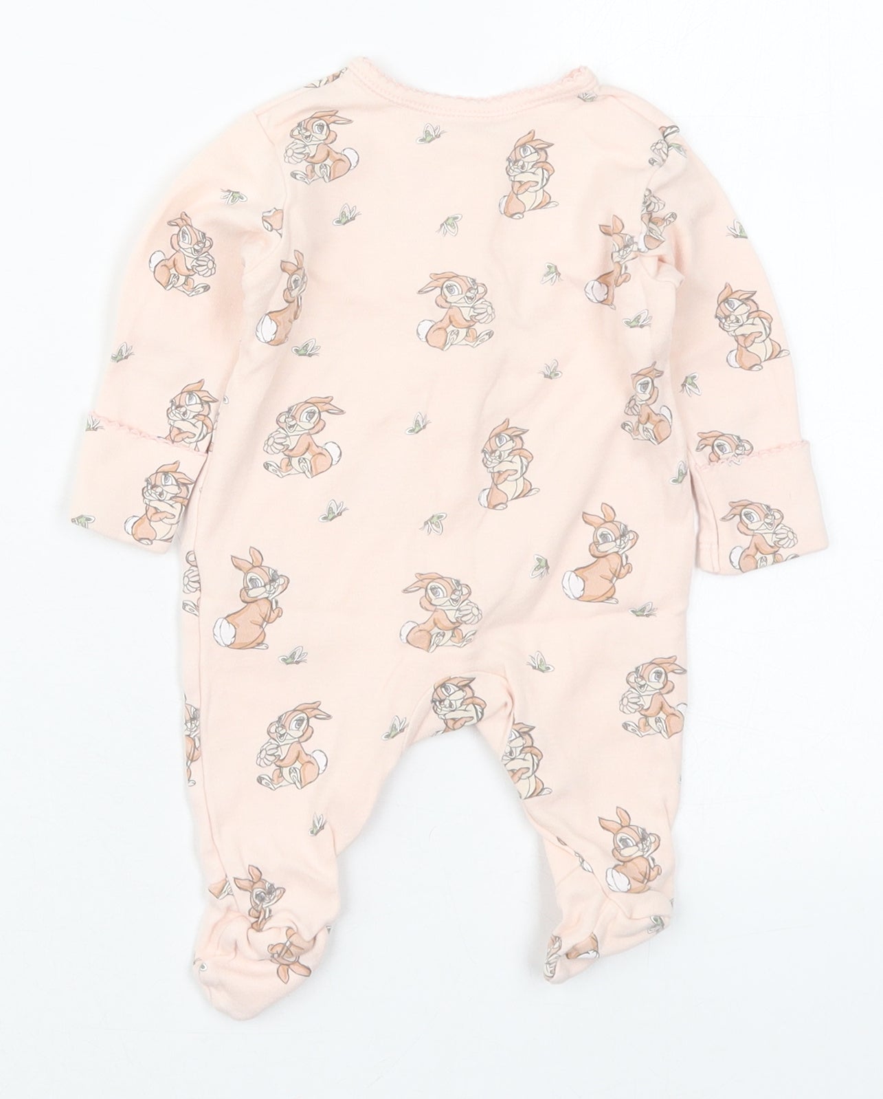 George Girls Pink Solid Cotton Babydoll One Piece Size Newborn  Button - Rabbit
