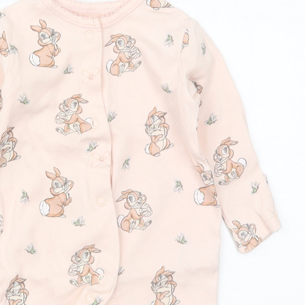 George Girls Pink Solid Cotton Babydoll One Piece Size Newborn  Button - Rabbit