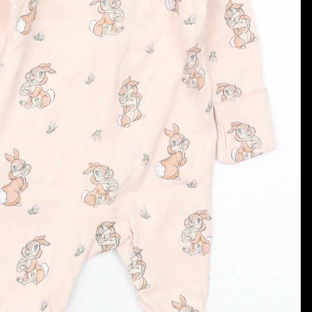 George Girls Pink Solid Cotton Babydoll One Piece Size Newborn  Button - Rabbit