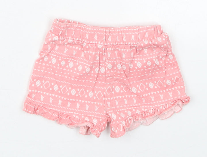 Matalan Girls Pink Geometric Cotton Cropped Trousers Size 0-3 Months