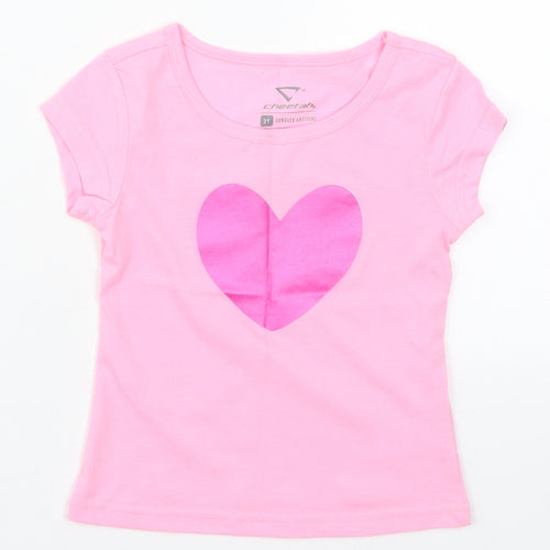 Cheetah Girls Pink  Cotton Basic T-Shirt Size 2 Years Crew Neck Pullover - Heart