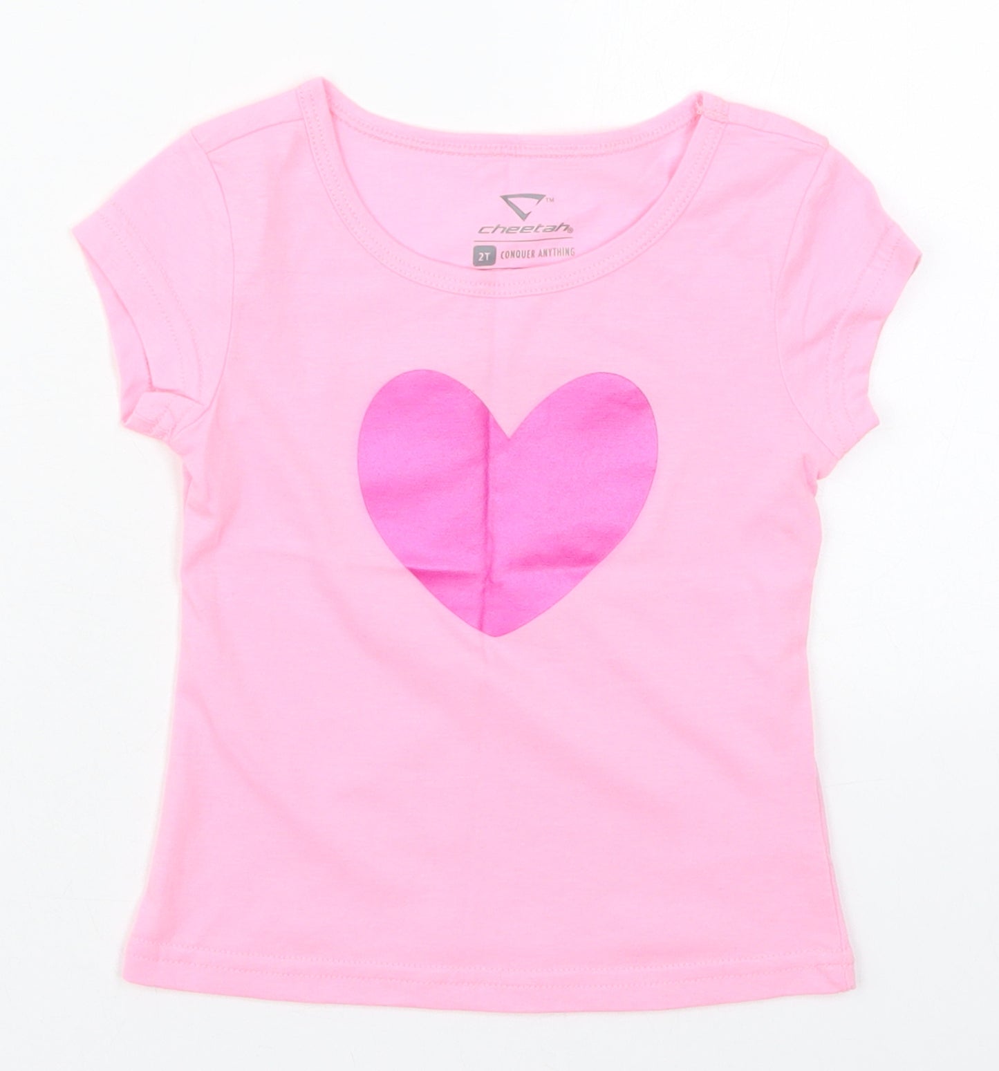 Cheetah Girls Pink  Cotton Basic T-Shirt Size 2 Years Crew Neck Pullover - Heart
