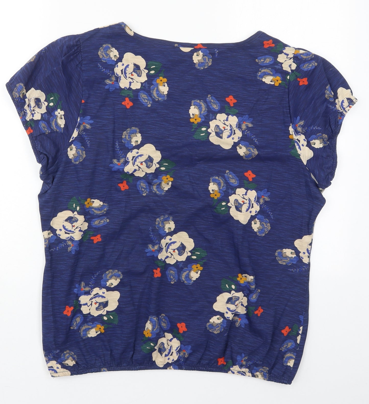 Debenhams Womens Blue Floral Cotton Basic T-Shirt Size 16 Round Neck