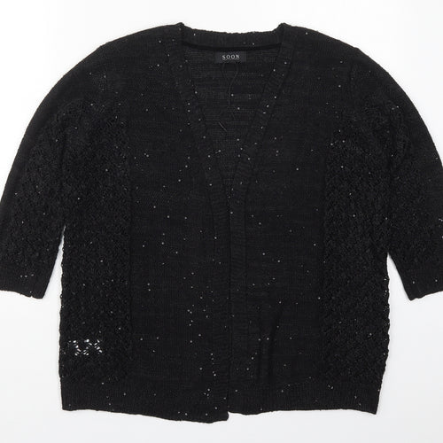 Matalan Womens Black V-Neck  Polyester Cardigan Jumper Size M