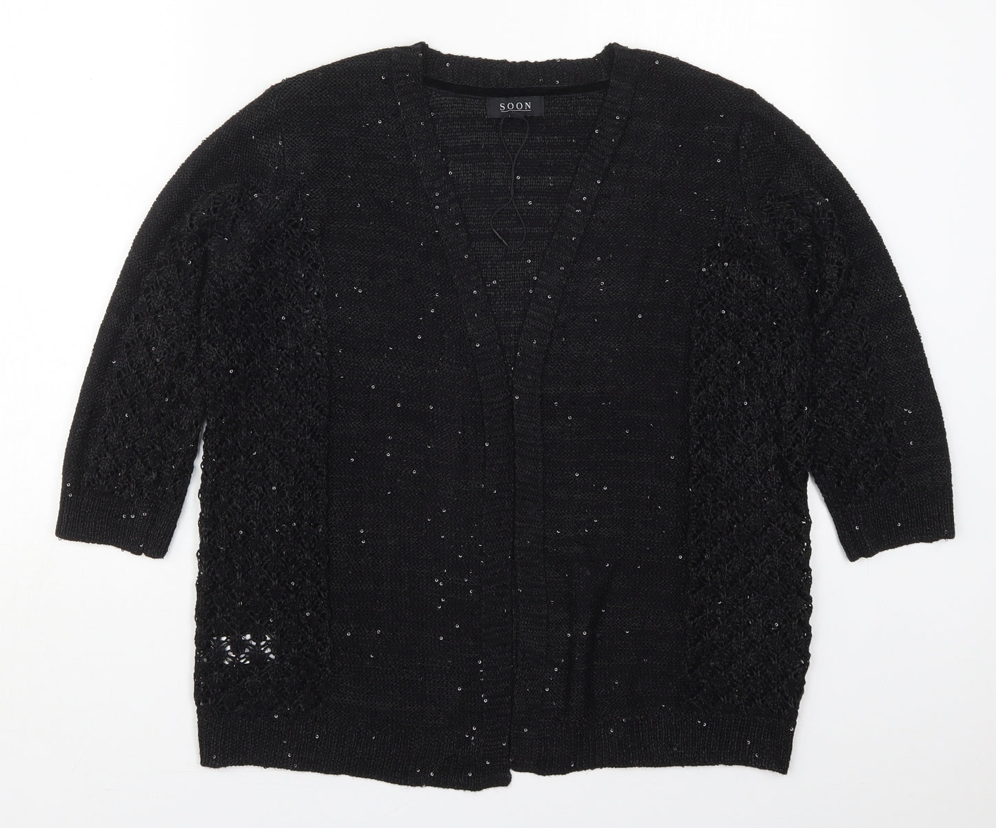 Matalan Womens Black V-Neck  Polyester Cardigan Jumper Size M