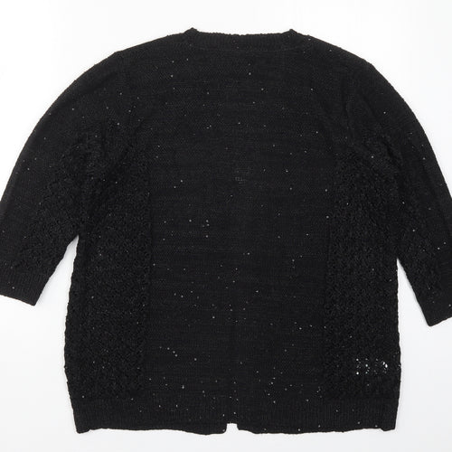 Matalan Womens Black V-Neck  Polyester Cardigan Jumper Size M