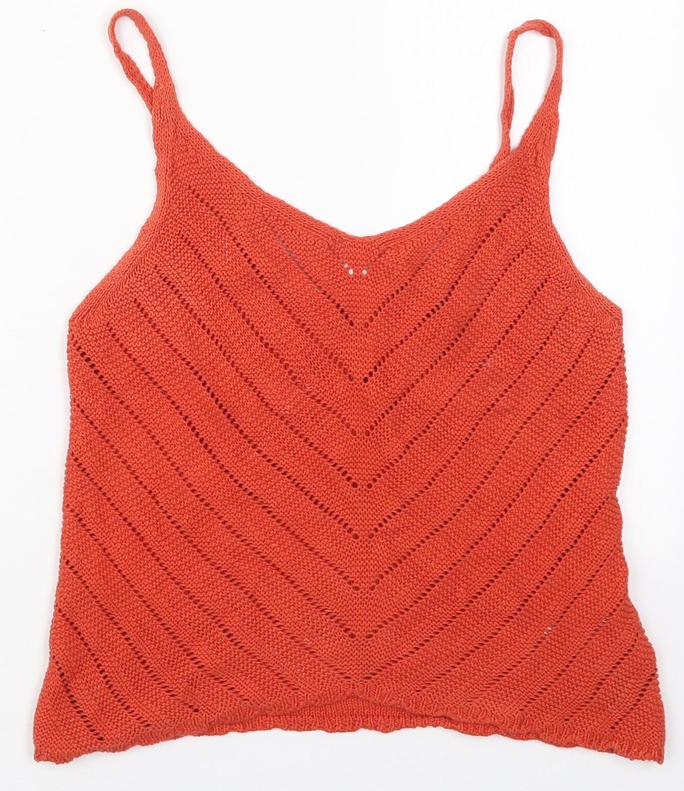 Primark Womens Orange  Cotton Basic Tank Size 12 V-Neck