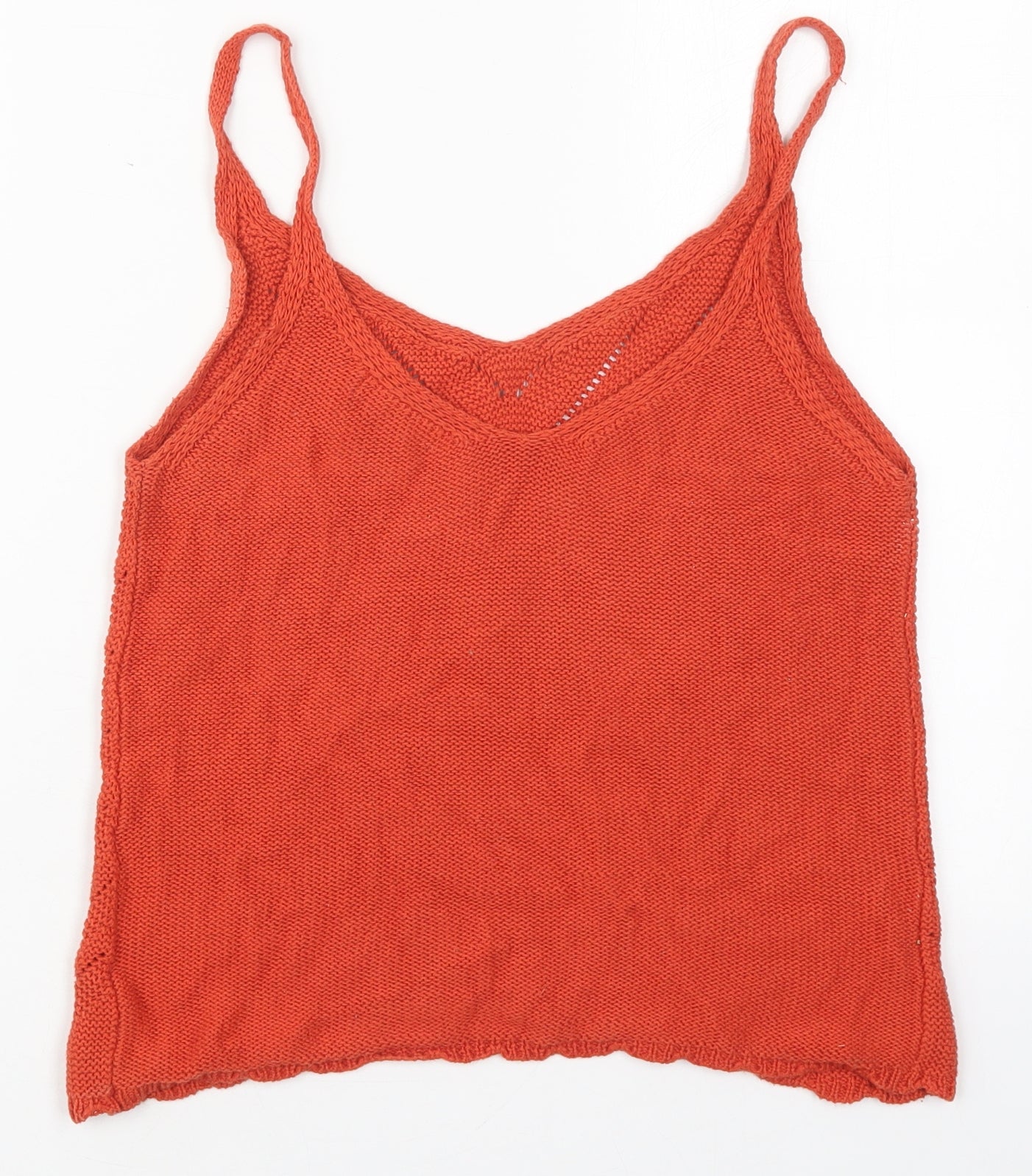 Primark Womens Orange  Cotton Basic Tank Size 12 V-Neck
