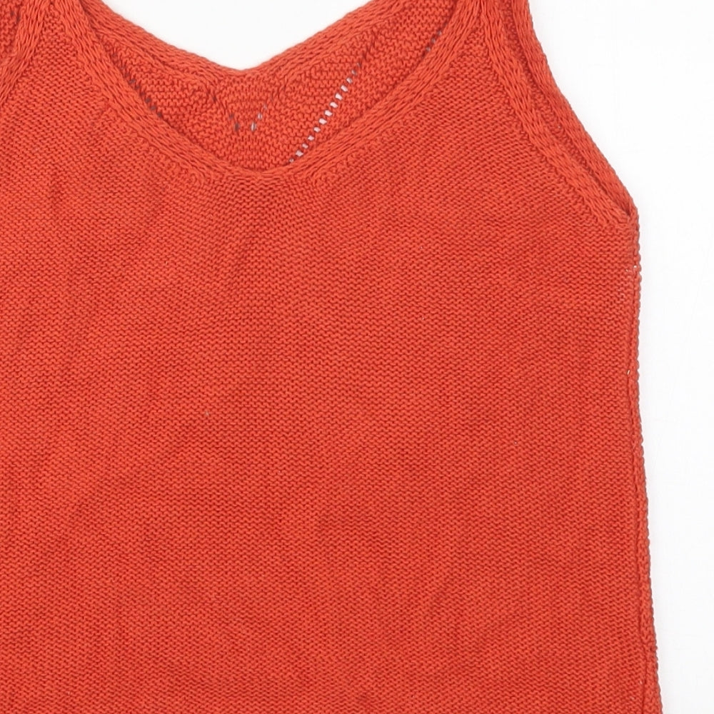 Primark Womens Orange  Cotton Basic Tank Size 12 V-Neck