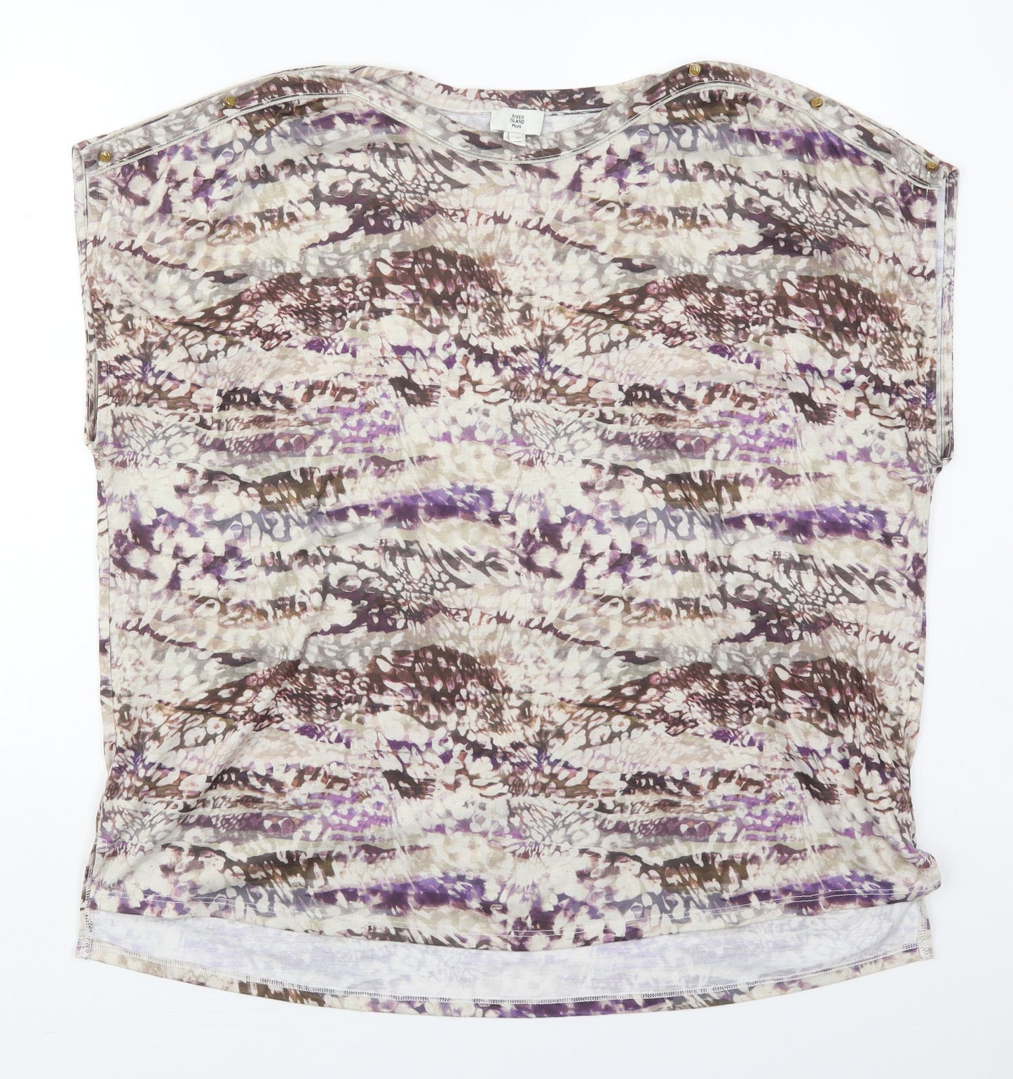 River Island Womens Brown Animal Print Polyester Basic T-Shirt Size 20 Round Neck - Purple