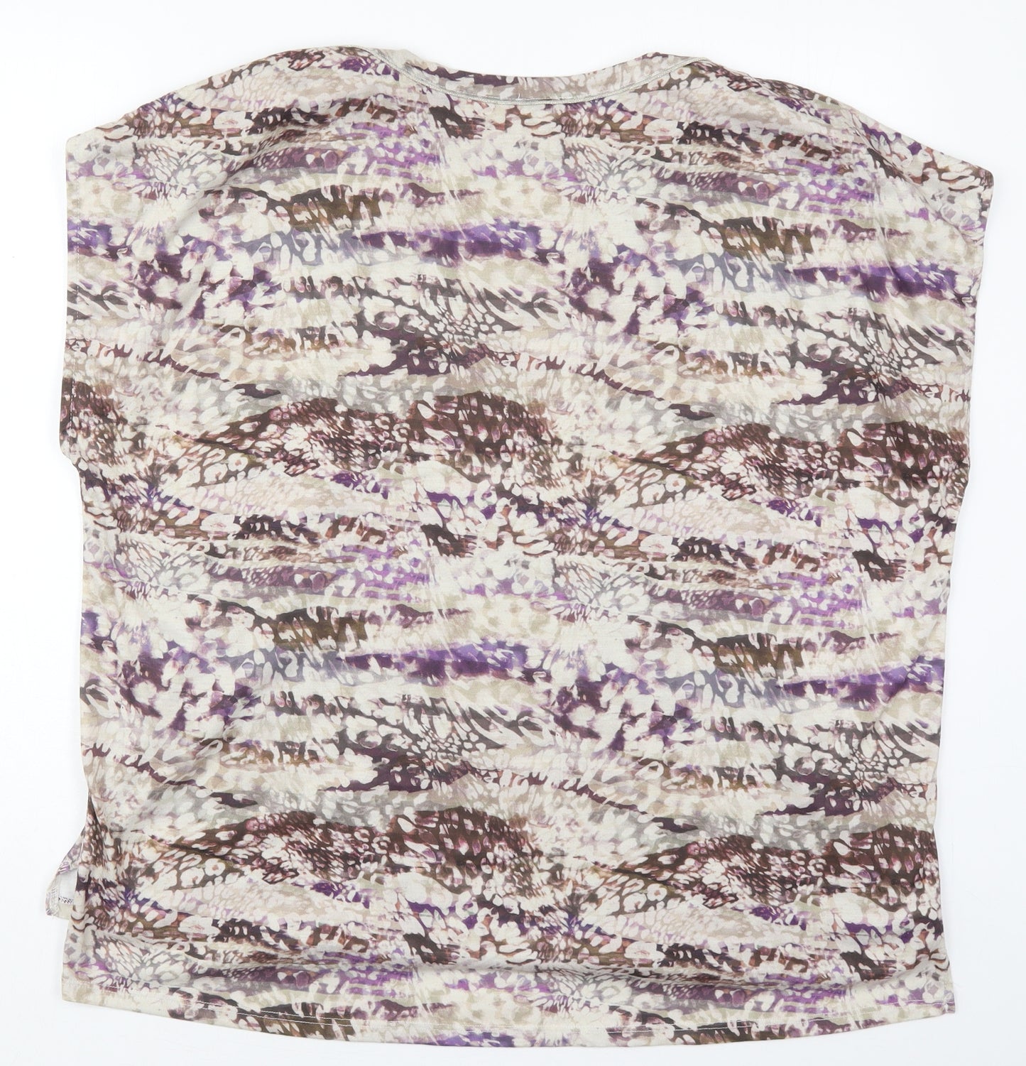 River Island Womens Brown Animal Print Polyester Basic T-Shirt Size 20 Round Neck - Purple