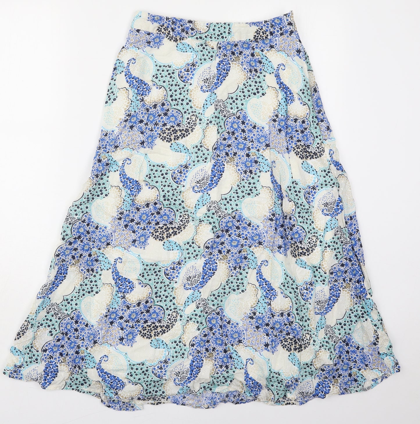 Marks and Spencer Womens Blue Paisley Modal Maxi Skirt Size 8   Zip