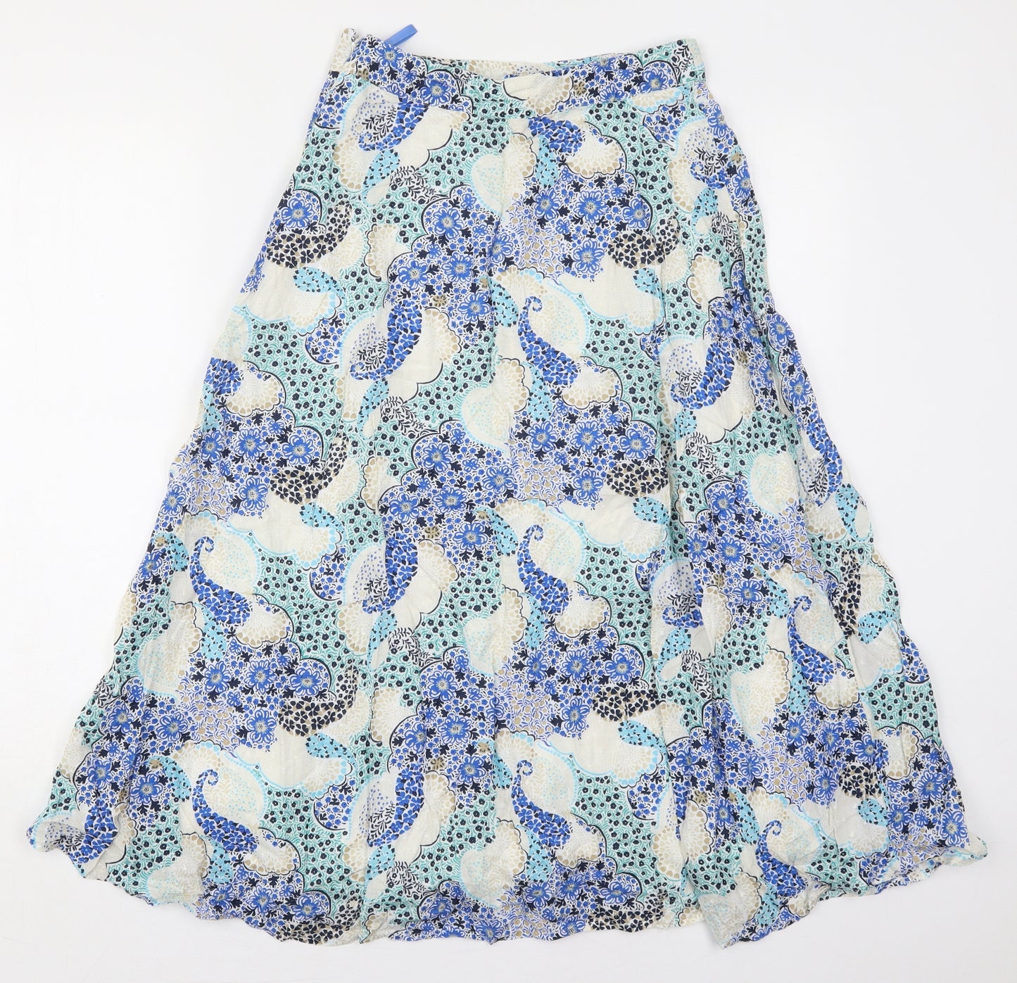 Marks and Spencer Womens Blue Paisley Modal Maxi Skirt Size 8   Zip