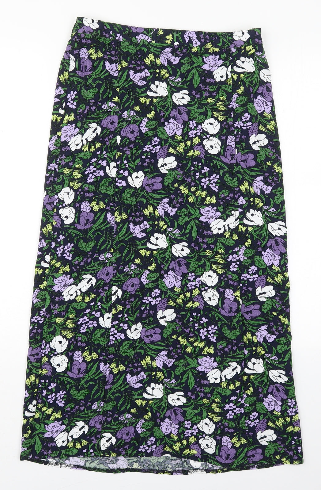 Marks and Spencer Womens Purple Floral Viscose Maxi Skirt Size 10