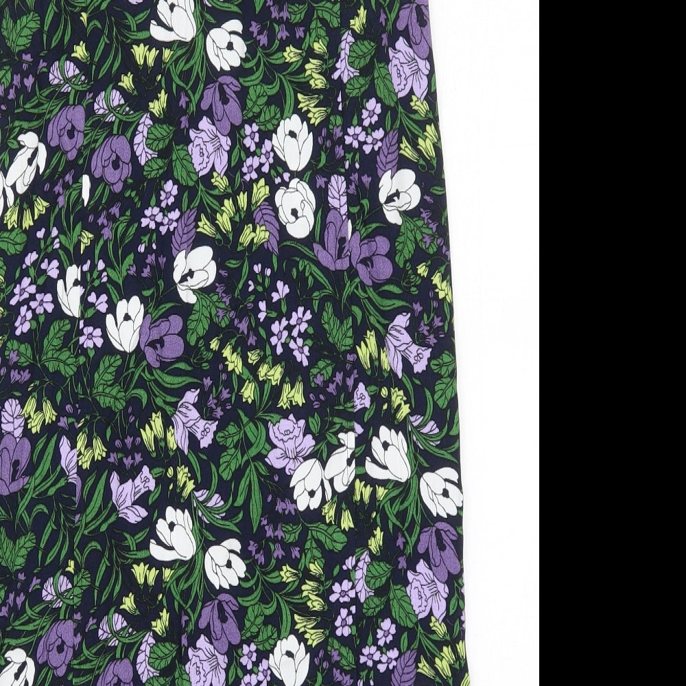 Marks and Spencer Womens Purple Floral Viscose Maxi Skirt Size 10