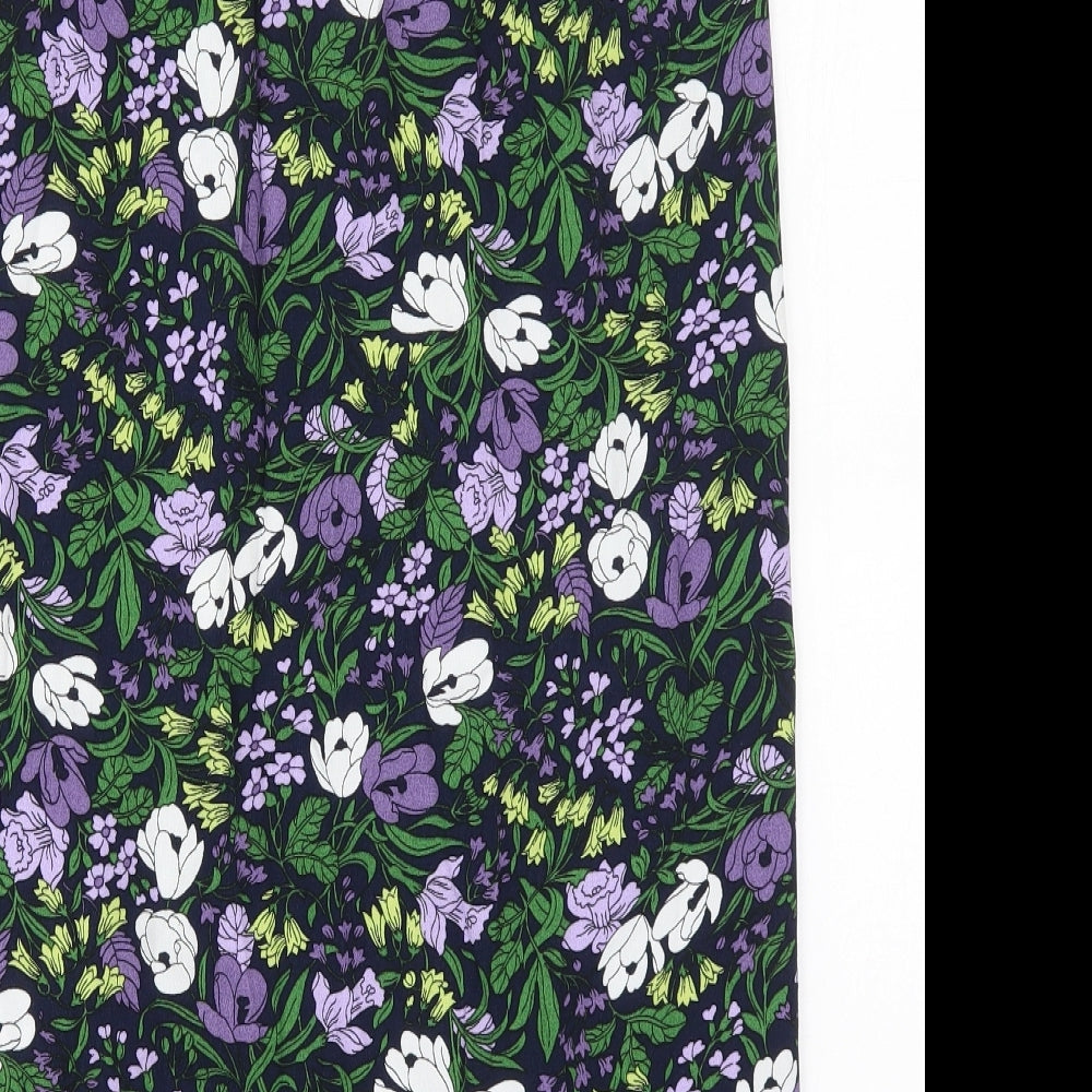 Marks and Spencer Womens Purple Floral Viscose Maxi Skirt Size 10