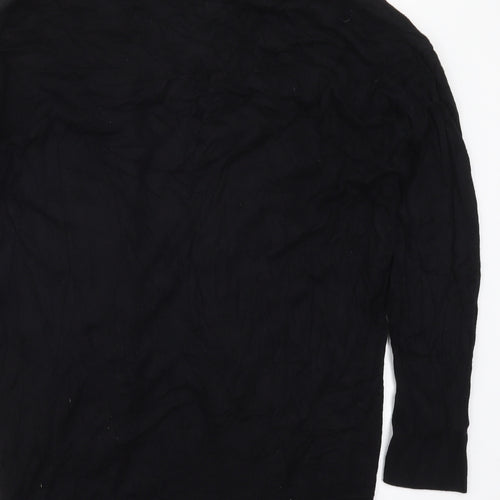 Woman Womens Black V-Neck  Viscose Cardigan Jumper Size XL