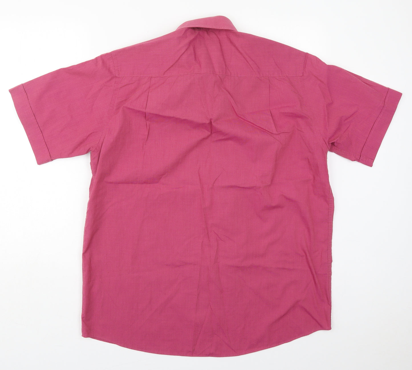 BHS Mens Pink  Polyester  Button-Up Size 16 Collared Button