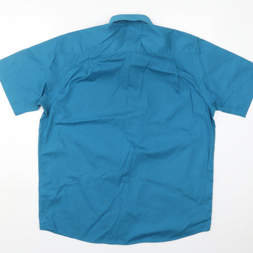 BHS Mens Blue  Polyester  Button-Up Size 16 Collared Button