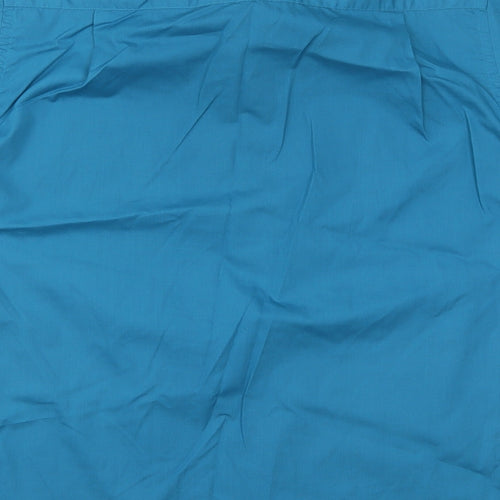 BHS Mens Blue  Polyester  Button-Up Size 16 Collared Button